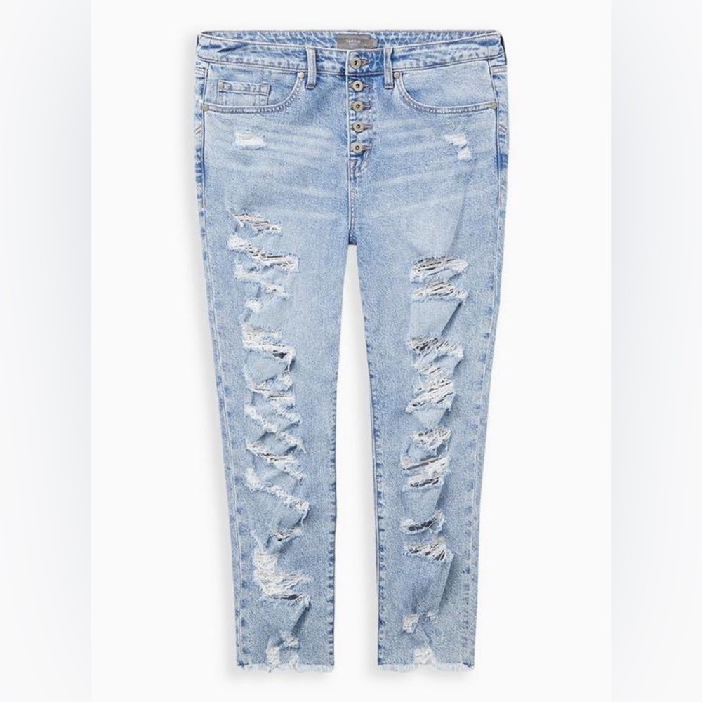 Torrid Size 12R Vintage Ripped High Rise Stretch Mom Jean, straight leg